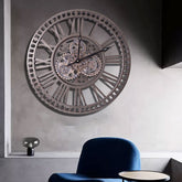Retro Farmhouse Wall Clock with Mechanical Gears