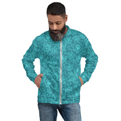 Floral Design Aqua Unisex Bomber Jacket