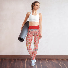 Retro Floral Pattern Yoga Leggings