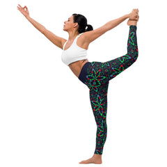 Retro Floral Pattern Yoga Leggings