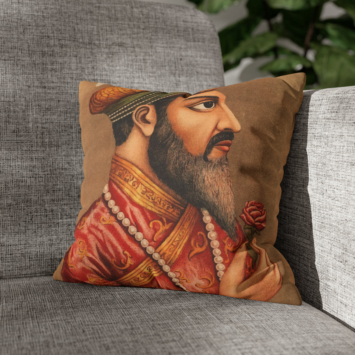 Portrait of Shah Jahan - Vintage Mughal Print Cushion