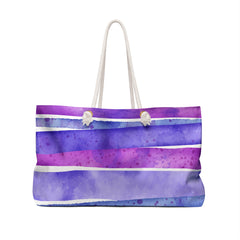 Retro Watercolor Purple Stripes Pattern (AOP) Weekender Bag