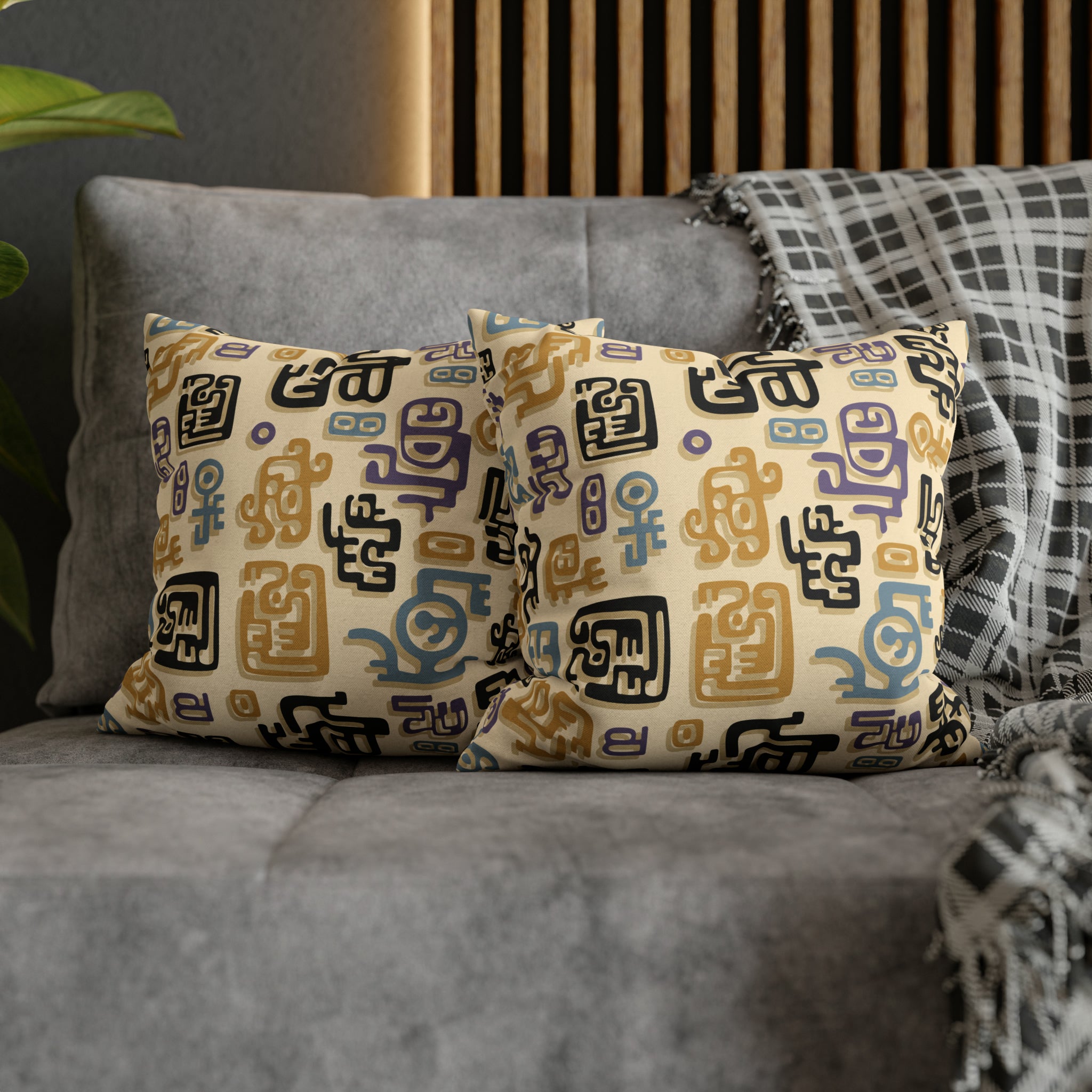 Aztec Pattern Cushion - Spun Polyester Square Pillow Case