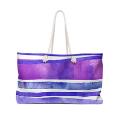 Retro Watercolor Purple Stripes Pattern (AOP) Weekender Bag