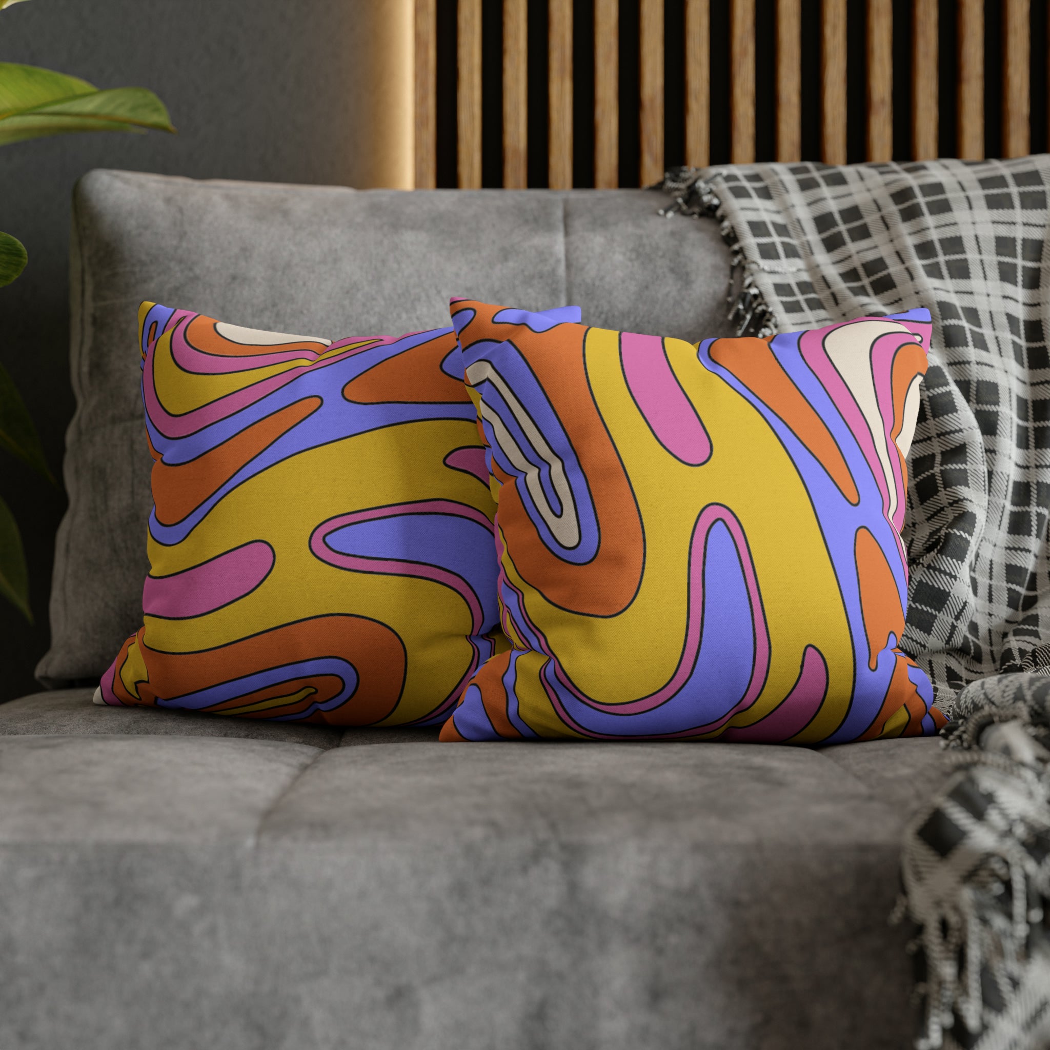 Retro Groovy Psychedelic Cushion - Spun Polyester Square Pillow Case