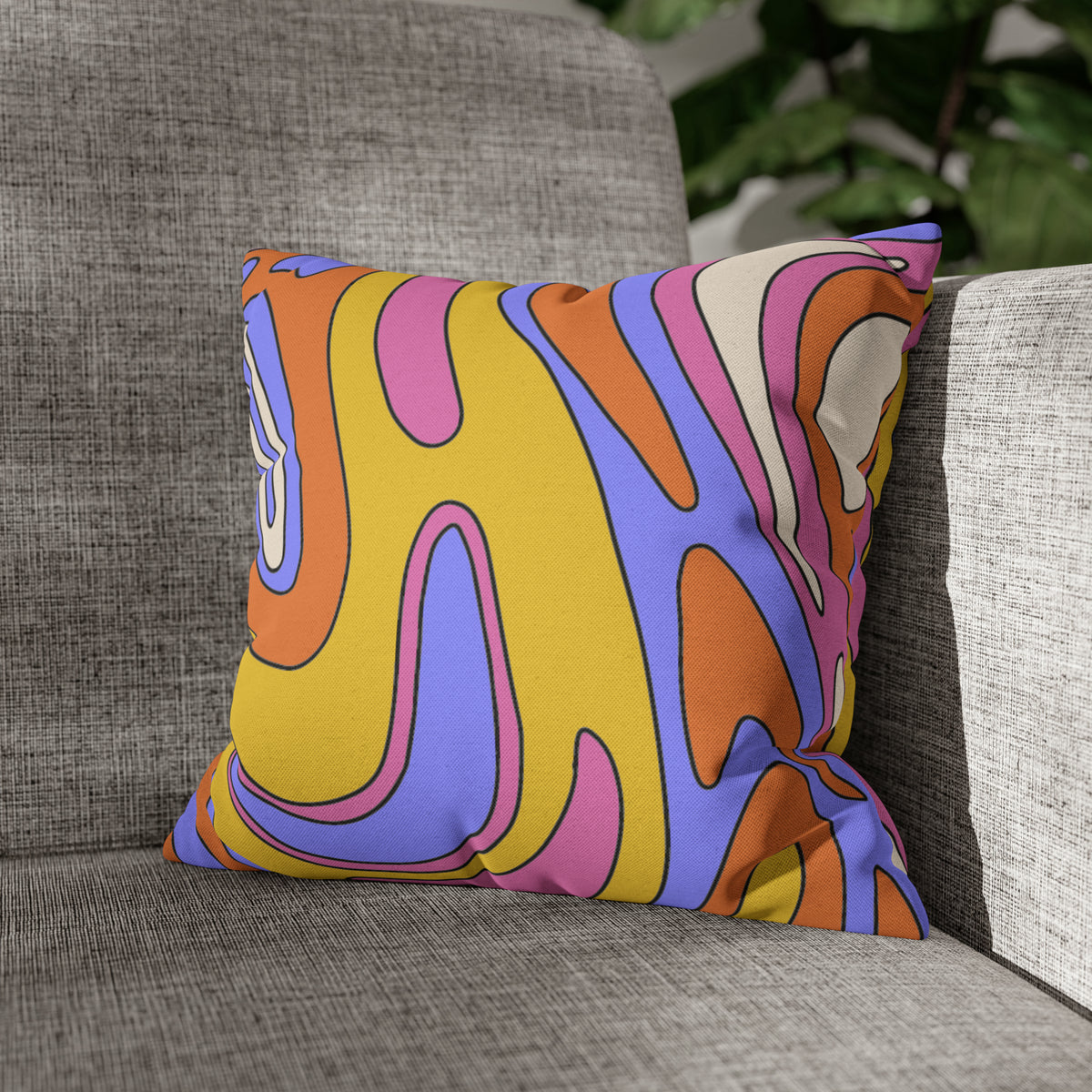 Retro Groovy Psychedelic Cushion - Spun Polyester Square Pillow Case