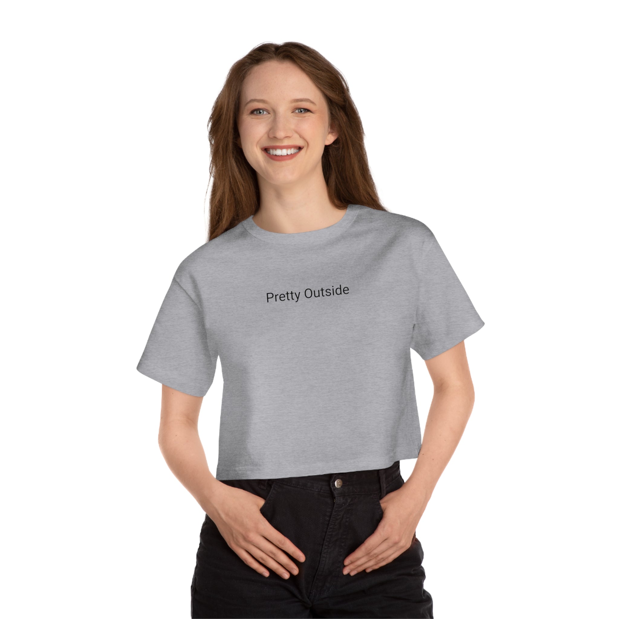 Pretty Outside (Slogan Print) - Women Cropped T-Shirt