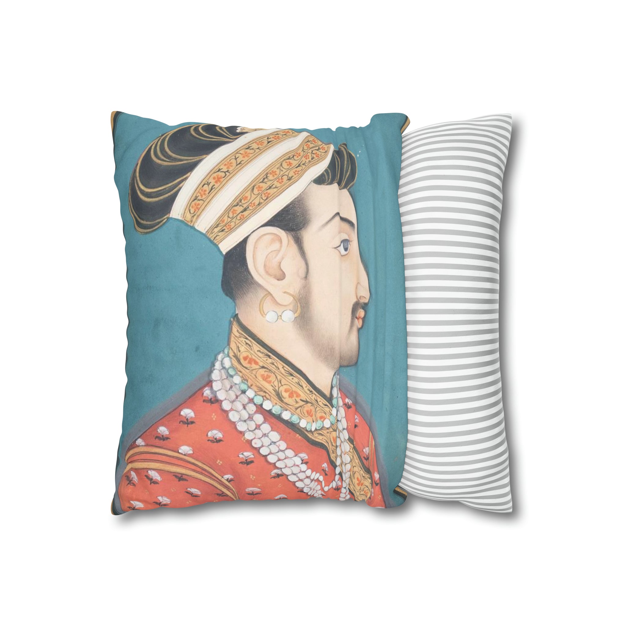 Vintage Mughal Print Cushion - Faux Suede Square Pillow Case