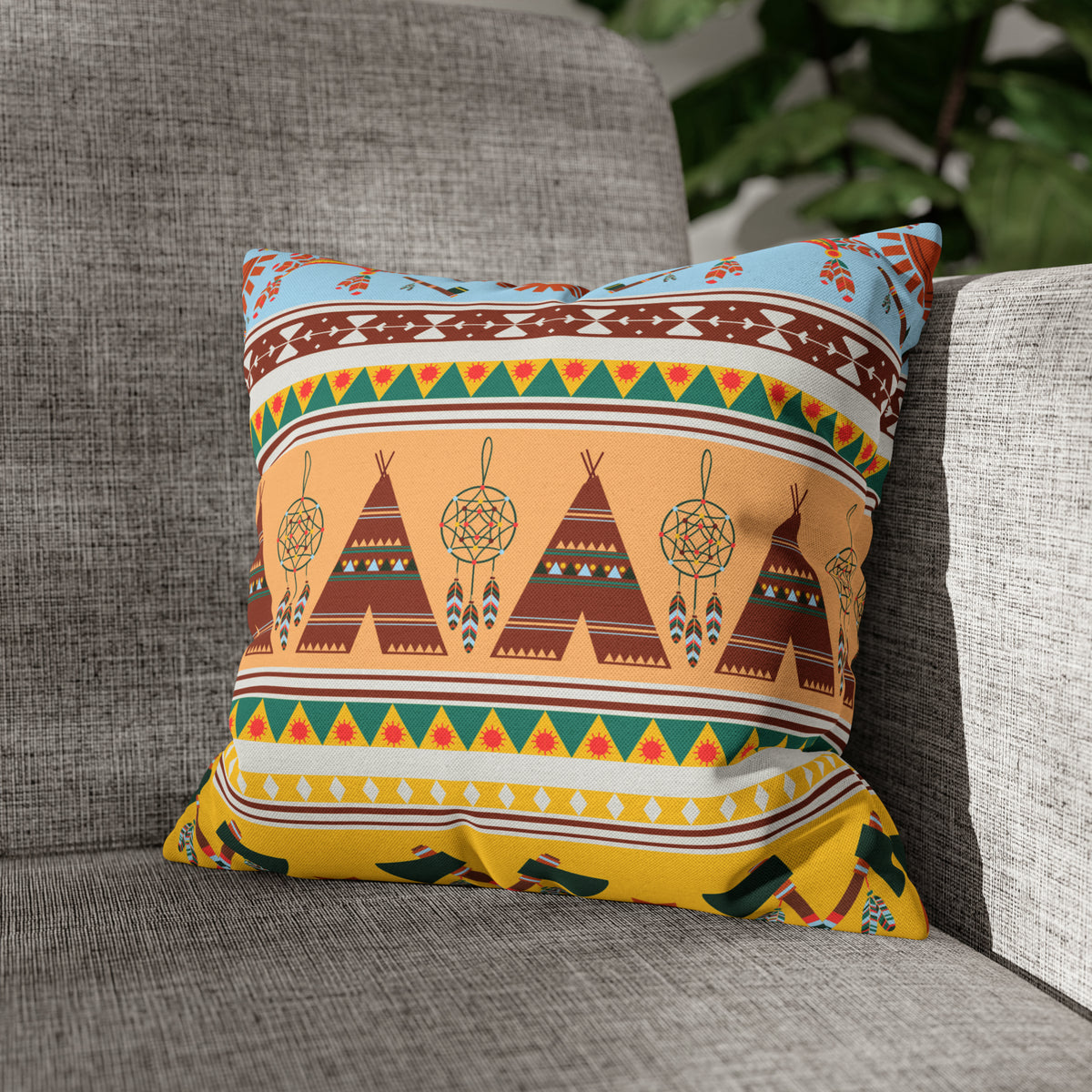 Aztec Pattern Cushion - Spun Polyester Square Pillow Case