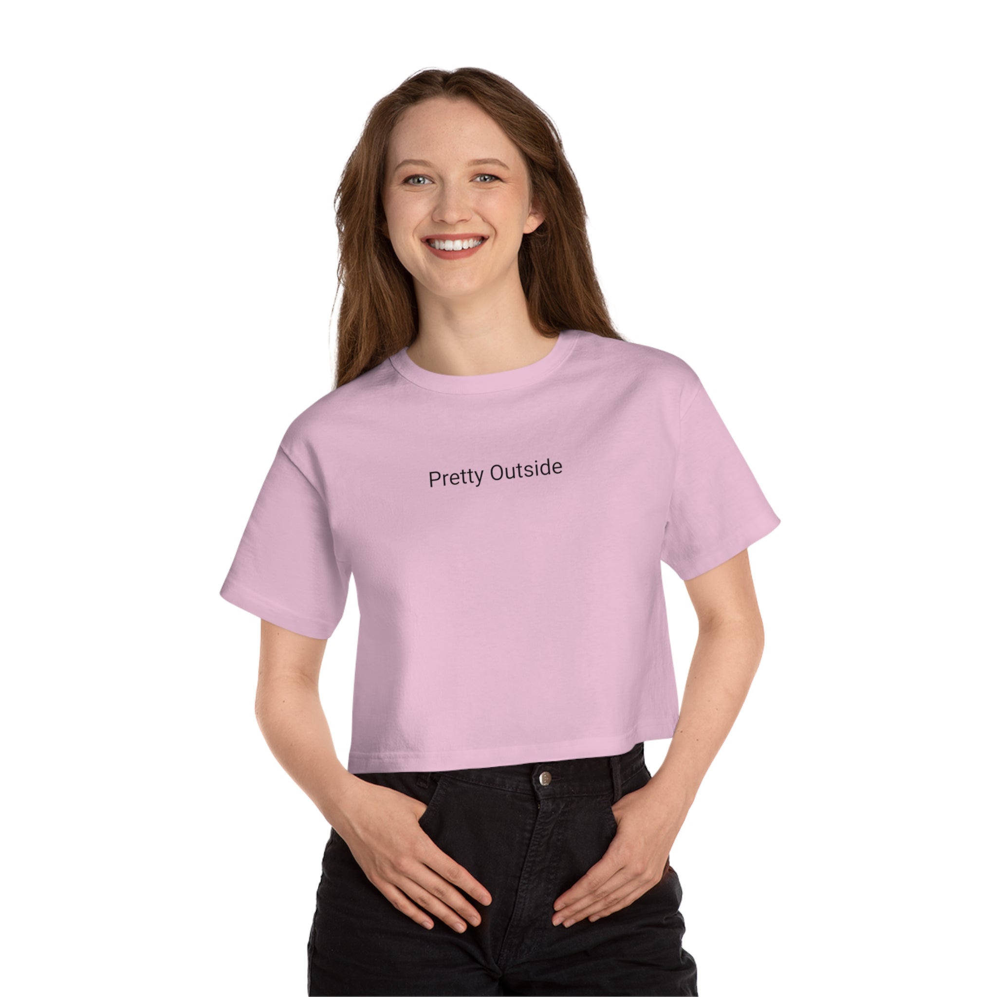 Pretty Outside (Slogan Print) - Women Cropped T-Shirt