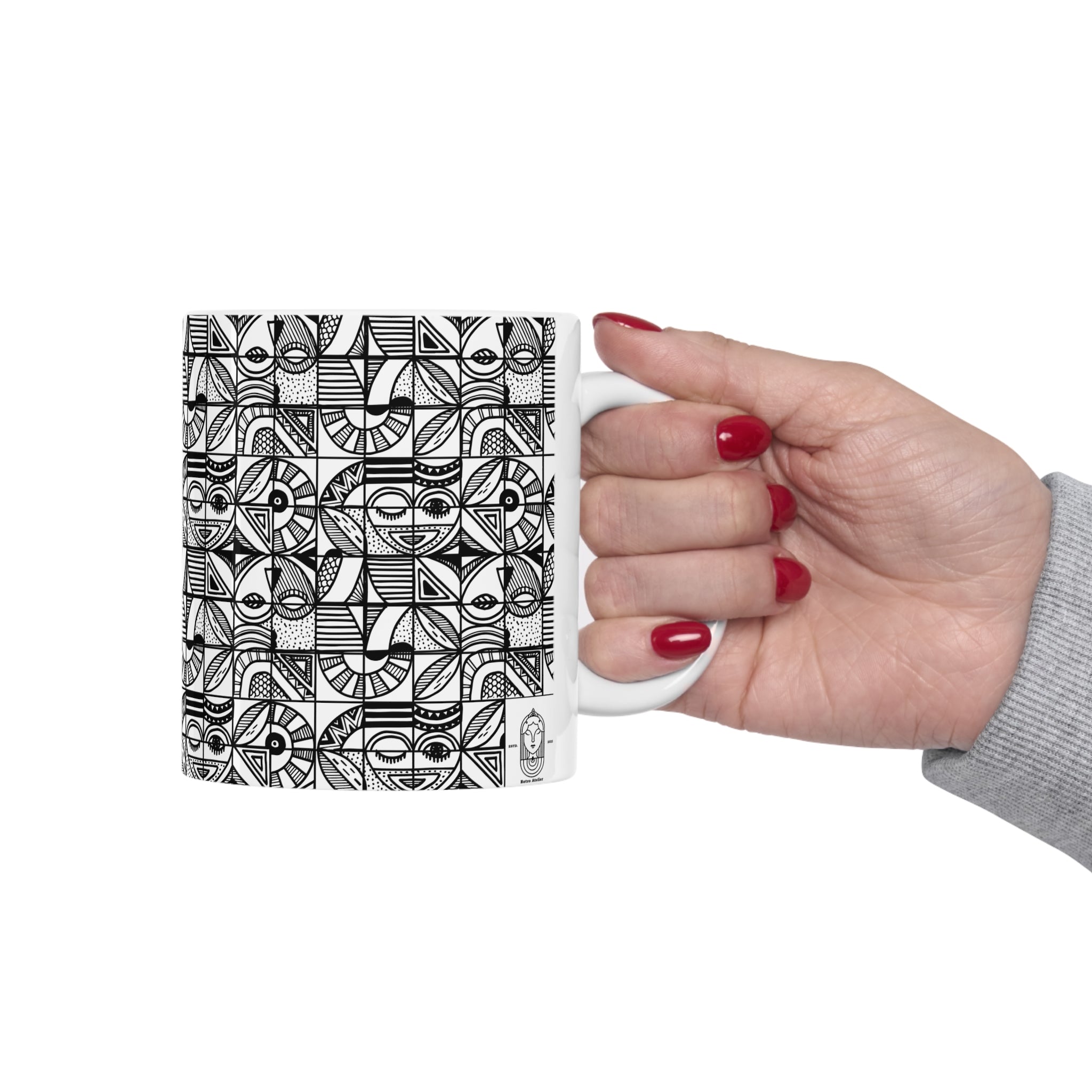 Geometric Monochrome (Printed) Mug - 11 OZ