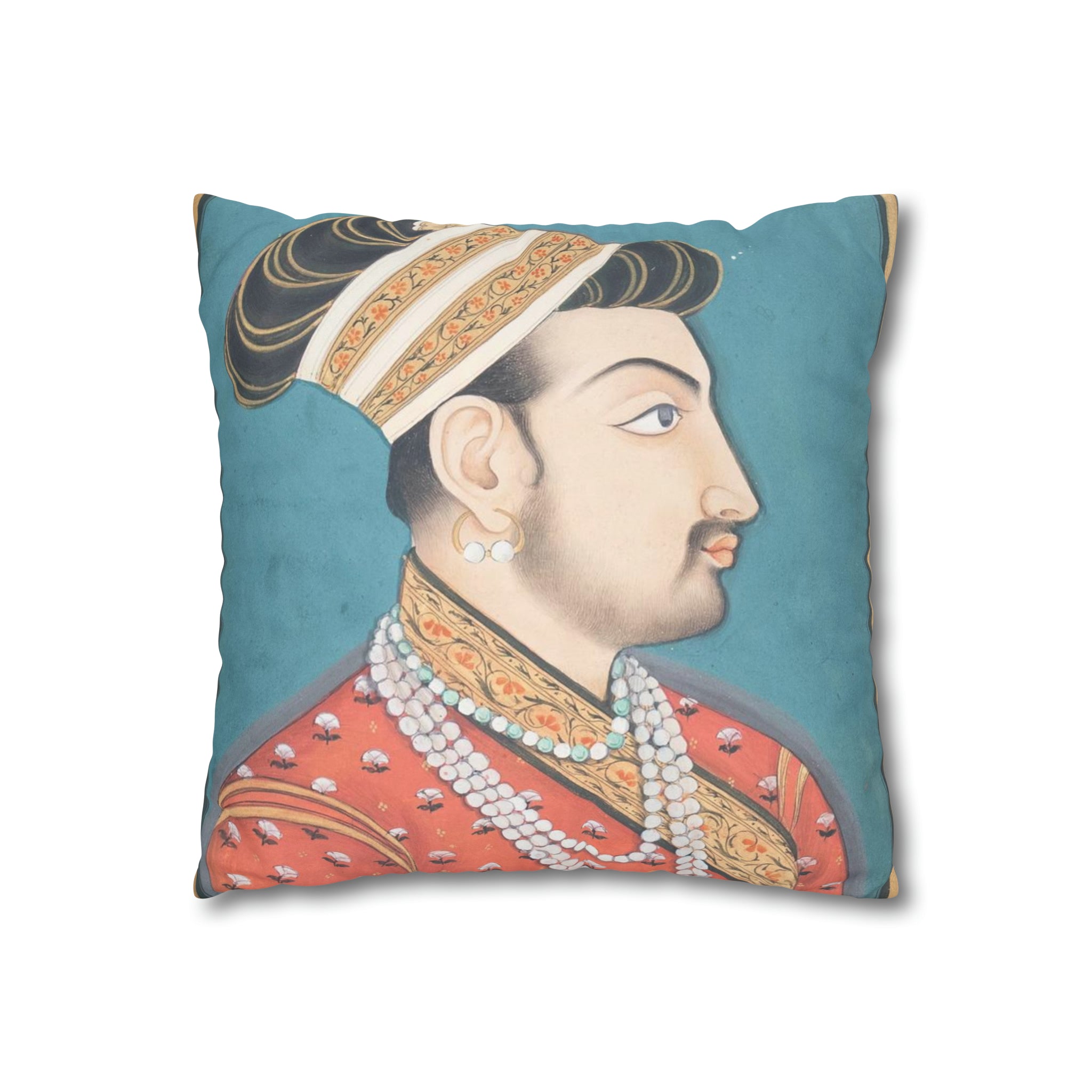 Vintage Mughal Print Cushion - Faux Suede Square Pillow Case