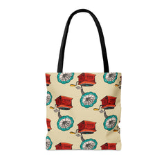 Retro Gramophone Pattern (AOP)Tote Bag