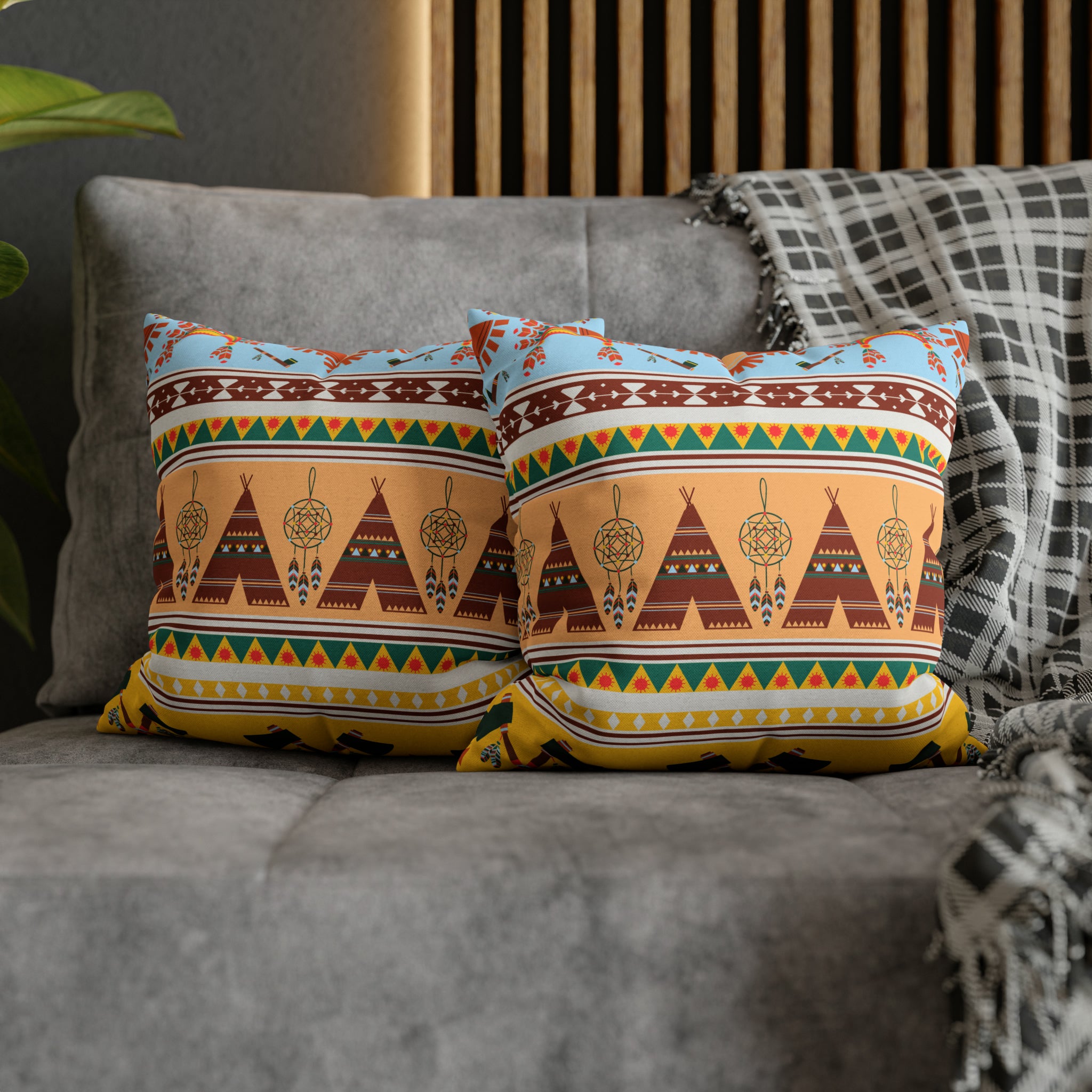 Aztec Pattern Cushion - Spun Polyester Square Pillow Case