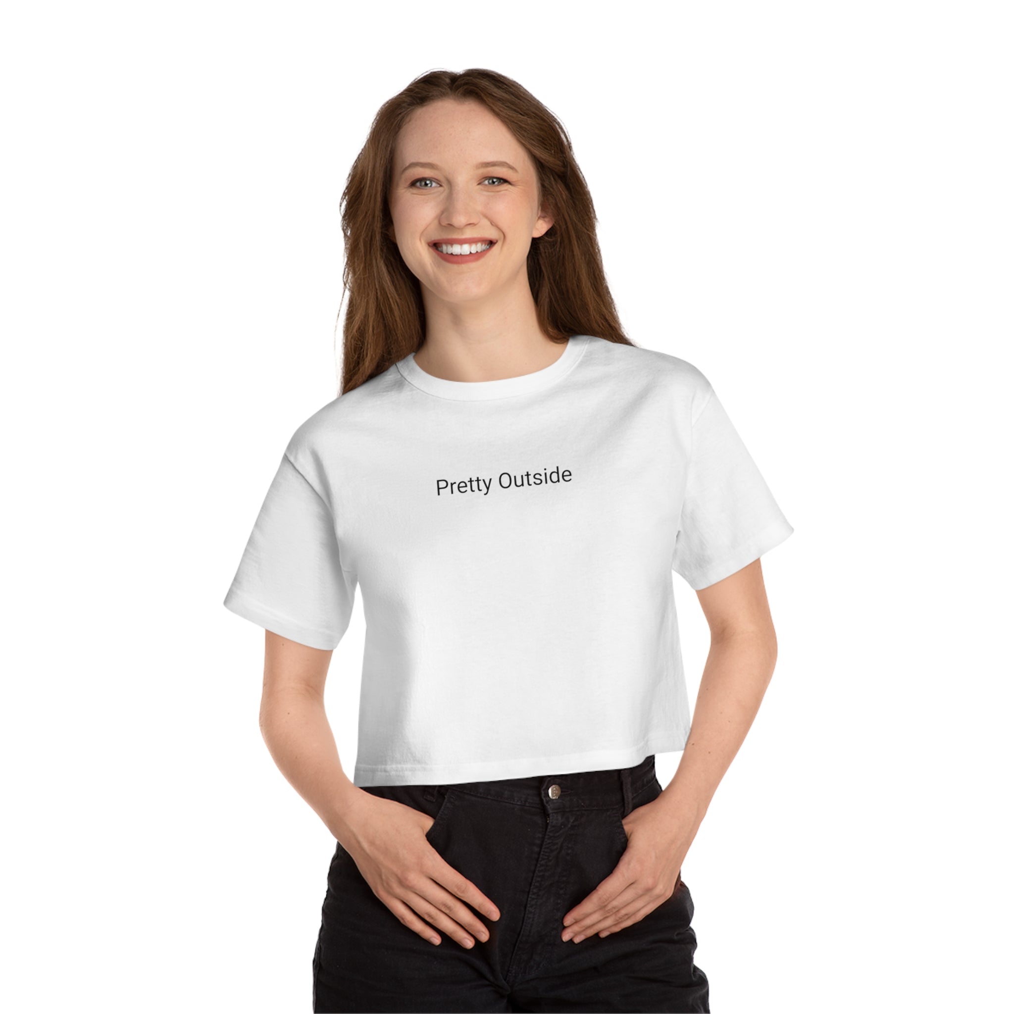 Pretty Outside (Slogan Print) - Women Cropped T-Shirt