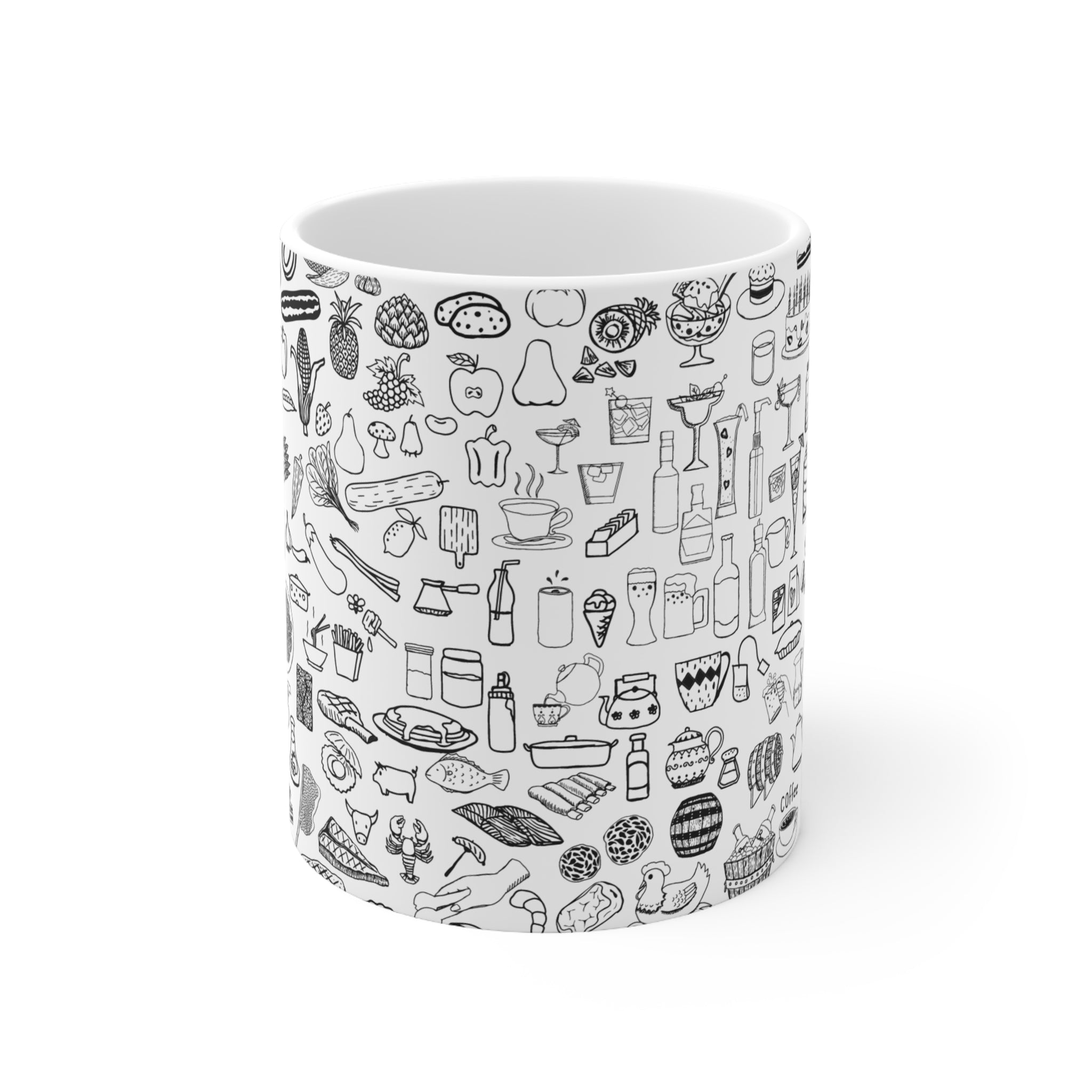 Hand-Drawn Food Elements (Printed) Mug - 11 OZ