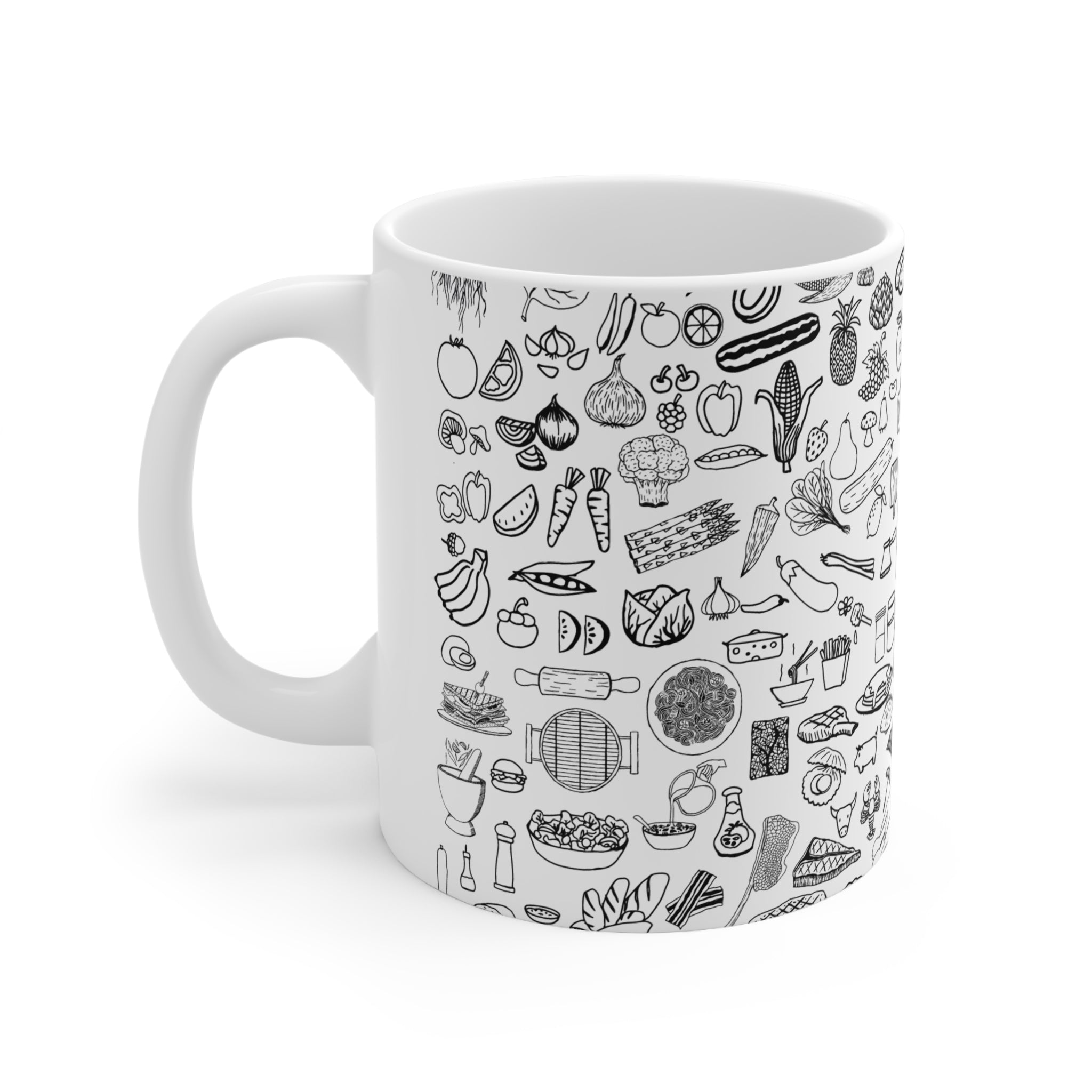 Hand-Drawn Food Elements (Printed) Mug - 11 OZ