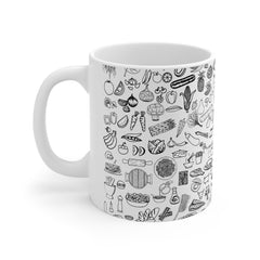 Hand-Drawn Food Elements (Printed) Mug - 11 OZ