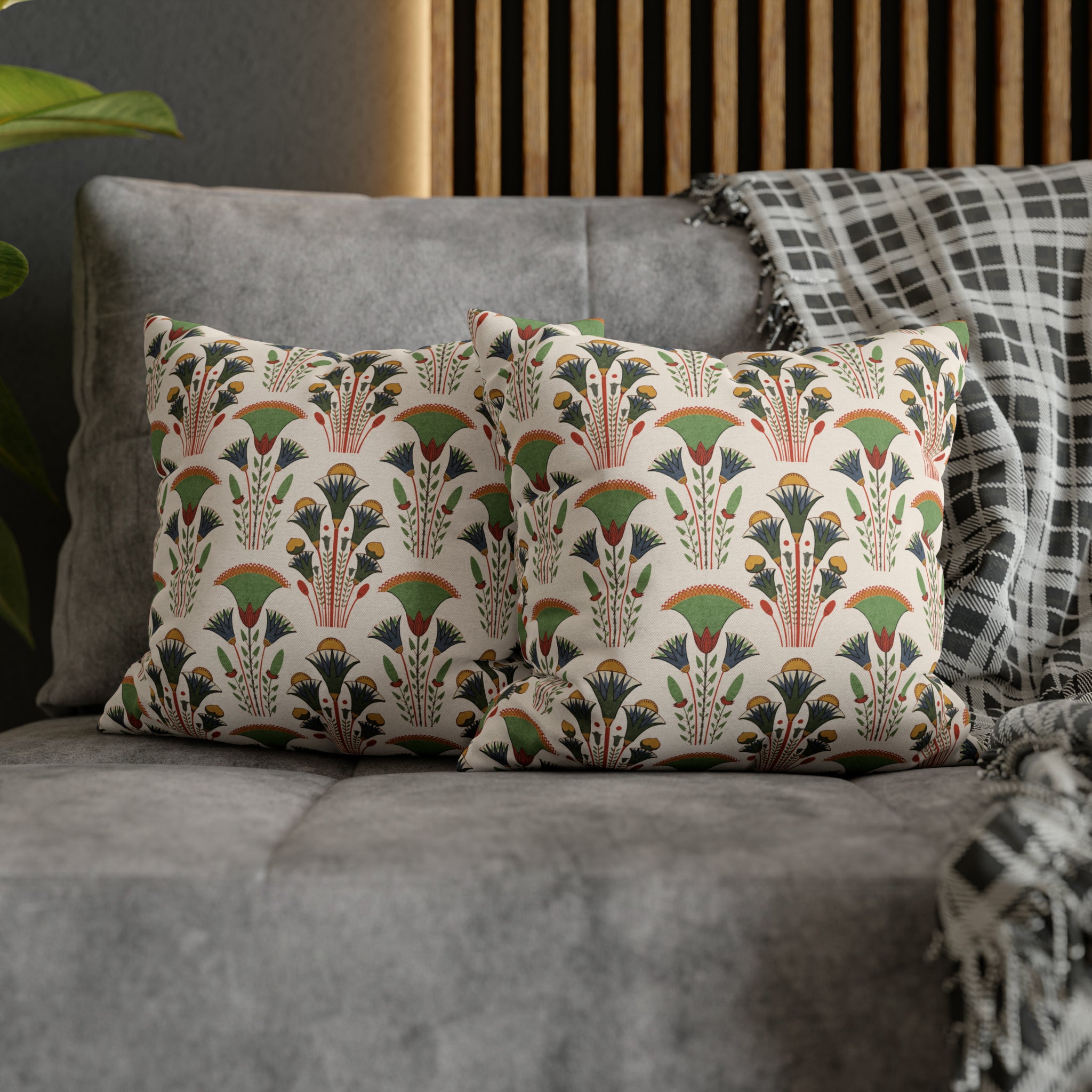 Egyptian Floral Ethnic Cushion - Spun Polyester Square Pillow Case