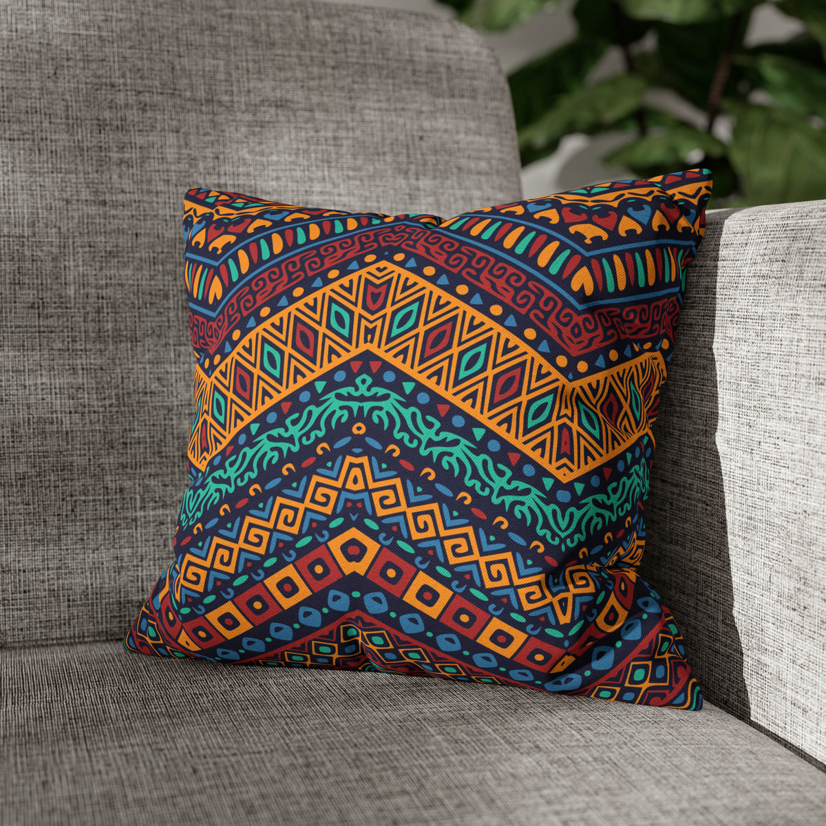 Aztec Pattern Cushion - Spun Polyester Square Pillow Case