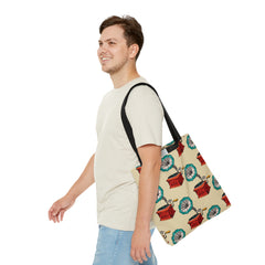 Retro Gramophone Pattern (AOP)Tote Bag