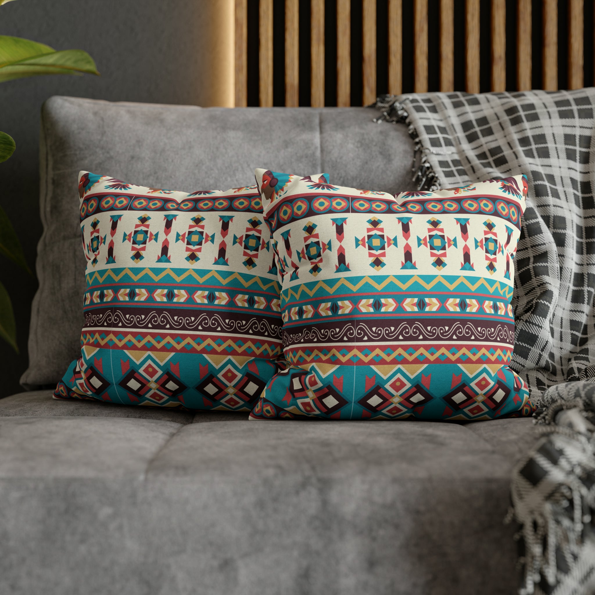 Aztec Pattern Cushion - Spun Polyester Square Pillow Case