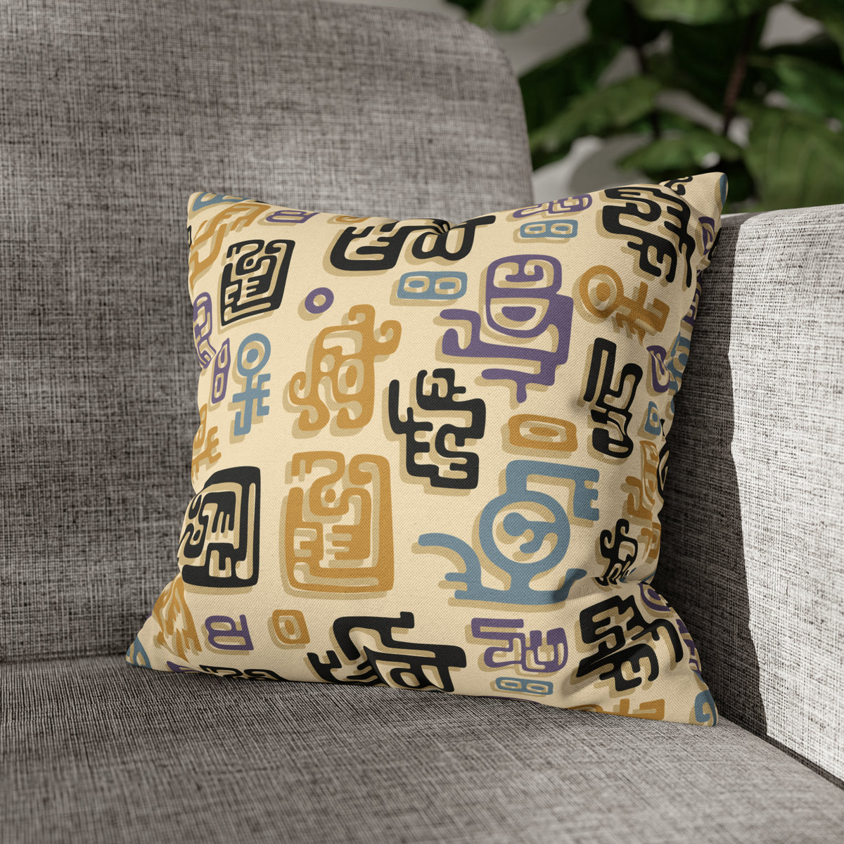 Aztec Pattern Cushion - Spun Polyester Square Pillow Case