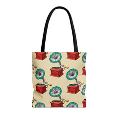 Retro Gramophone Pattern (AOP)Tote Bag