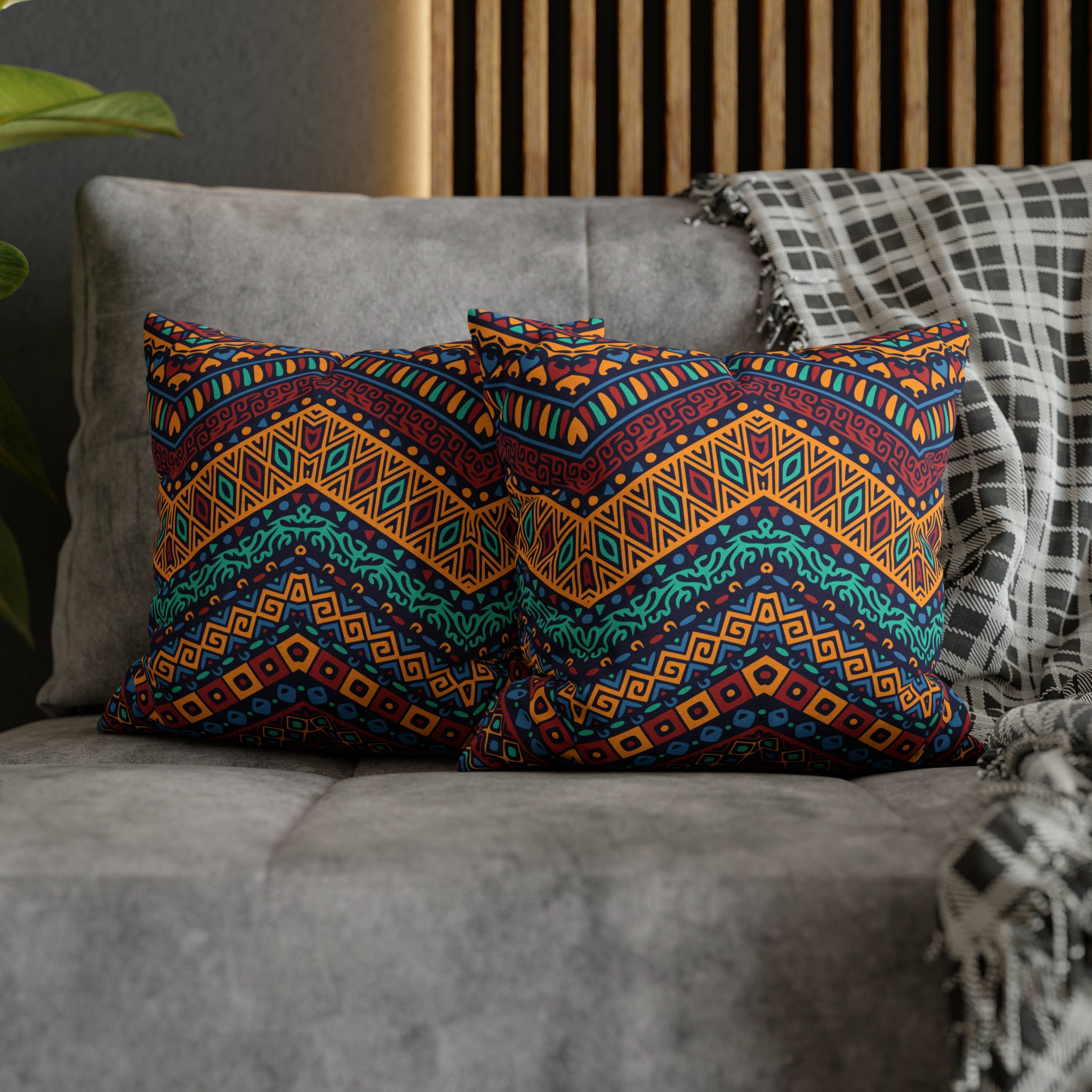 Aztec Pattern Cushion - Spun Polyester Square Pillow Case