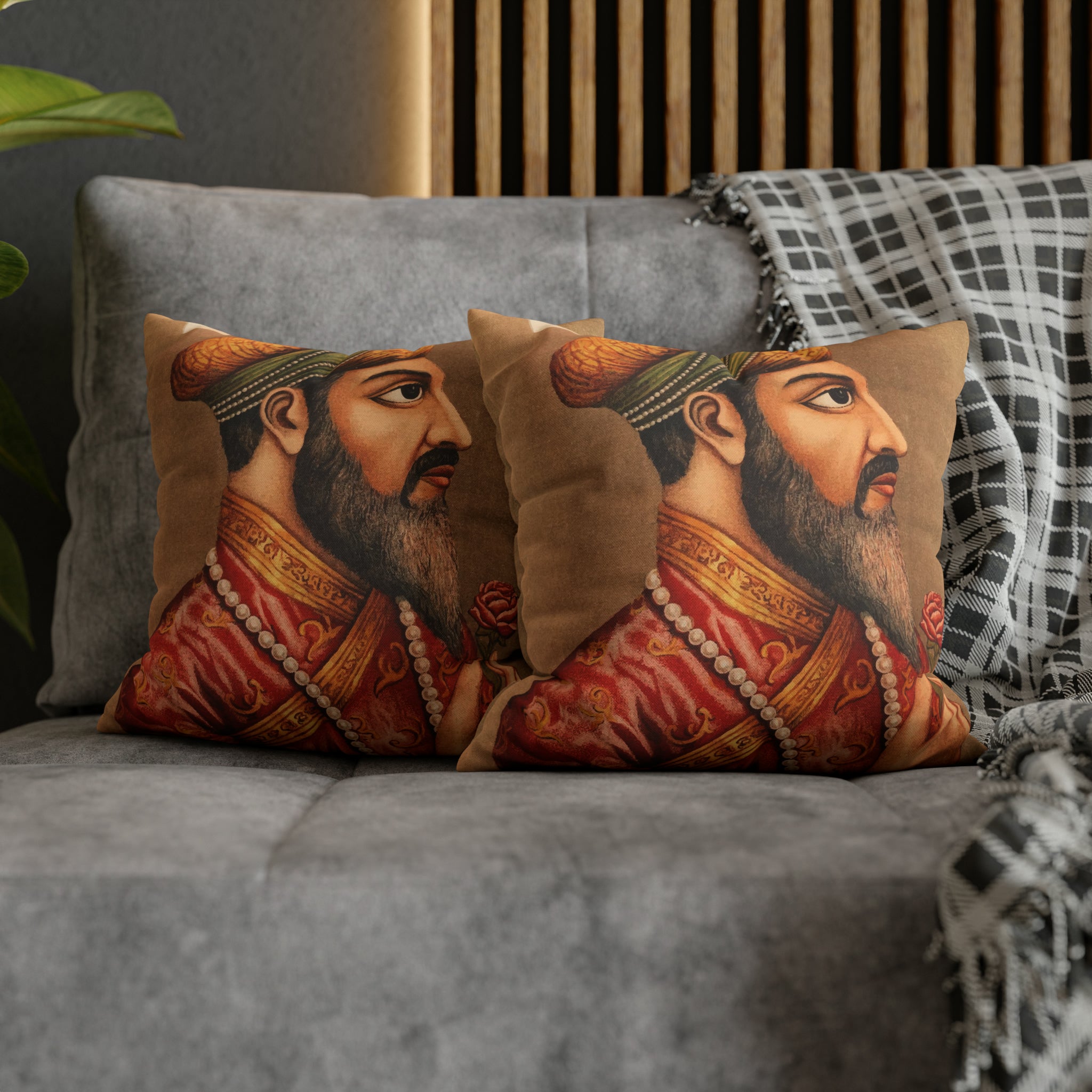 Portrait of Shah Jahan - Vintage Mughal Print Cushion