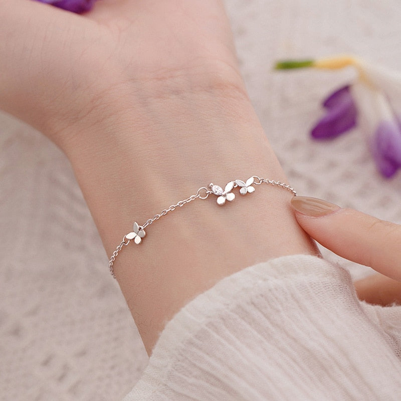 Studded Butterfly Bracelet - Sterling Silver