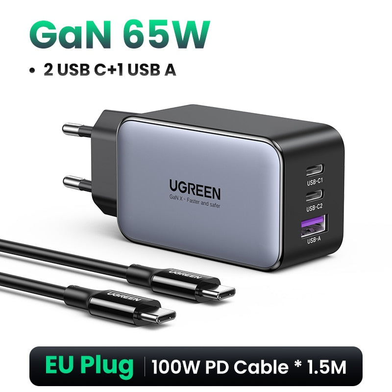 UGREEN 65W GaN Charger Quick Charge 4.0 3.0 Type C PD Charger