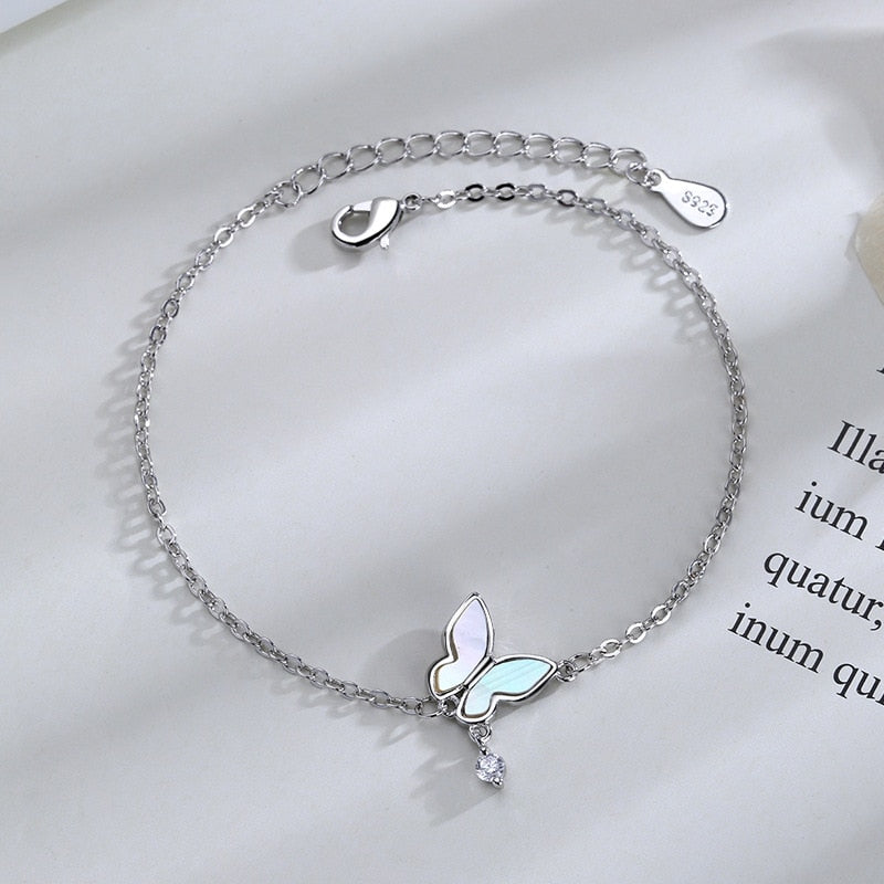 Studded Butterfly Bracelet - Sterling Silver