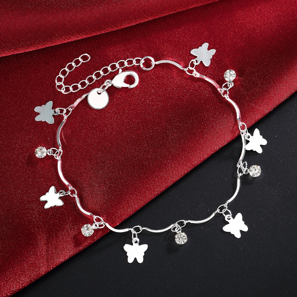 Studded Butterfly Bracelet - Sterling Silver