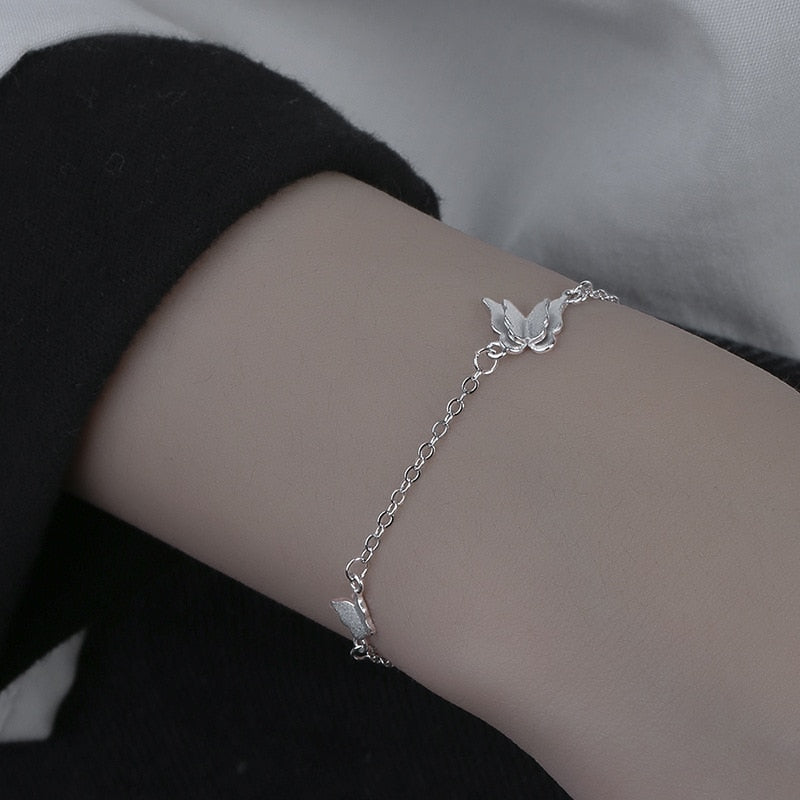 Studded Butterfly Bracelet - Sterling Silver