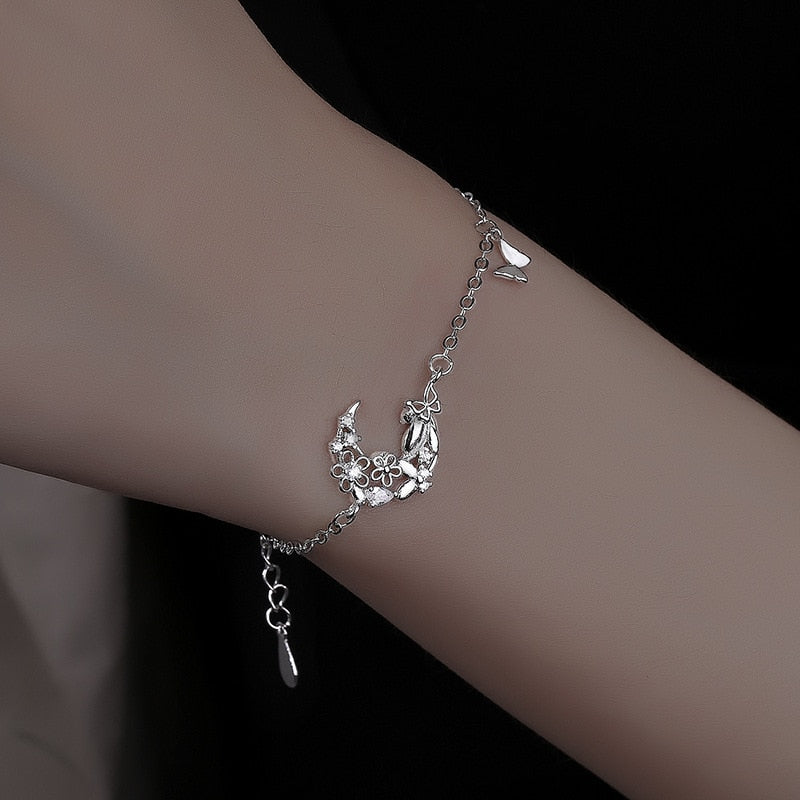 Studded Butterfly Bracelet - Sterling Silver