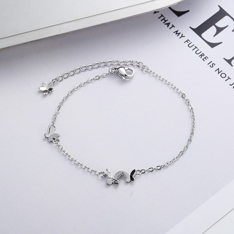 Studded Butterfly Bracelet - Sterling Silver