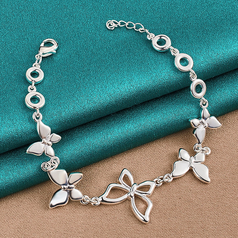 Studded Butterfly Bracelet - Sterling Silver