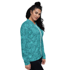 Floral Design Aqua Unisex Bomber Jacket