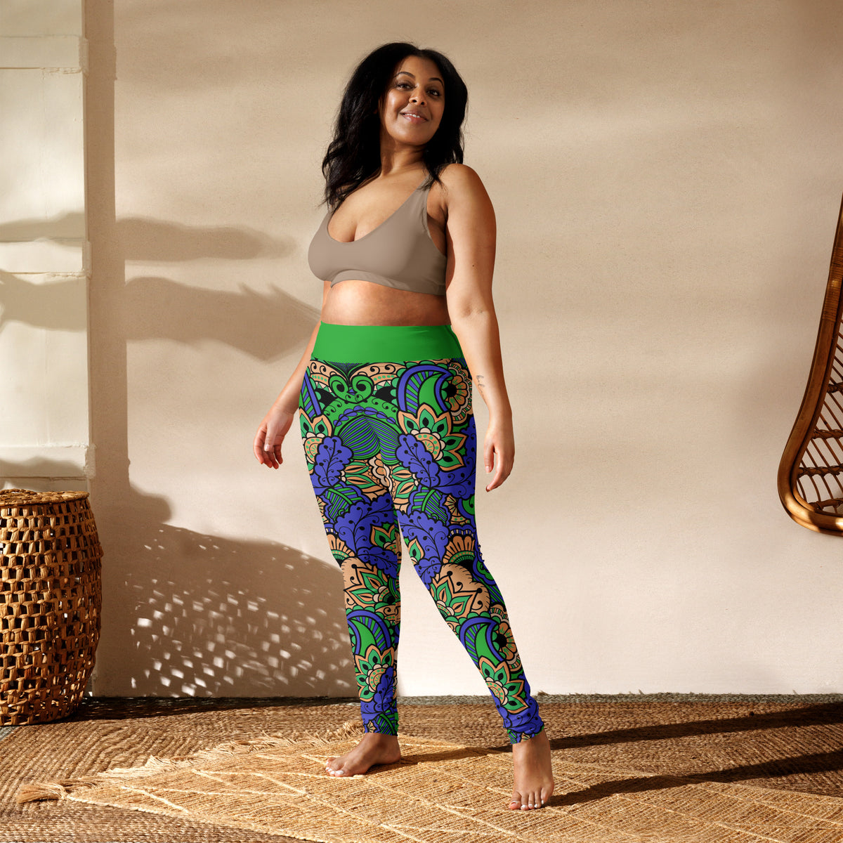 Retro Floral Pattern Yoga Leggings